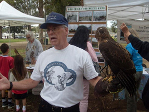 Birds from the Orange County Birds of Prey Center that helped out at the Los Cerritos Wetlands Land Trust Booth for Earth Day